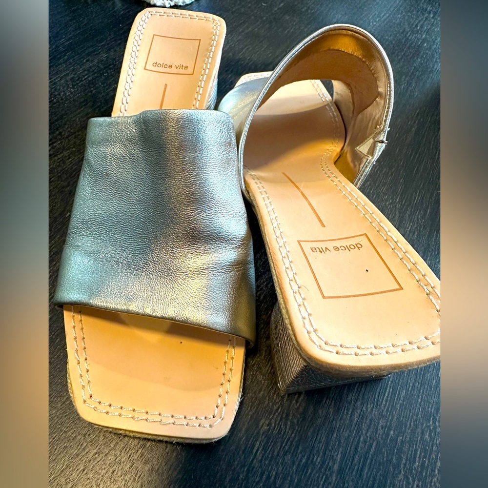 Dolce Vita silver slides